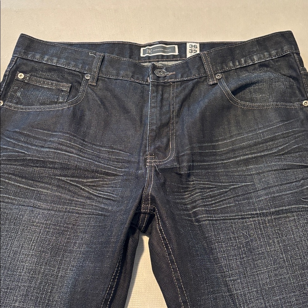 INC International Concepts Dark Wash Relaxed Jeans